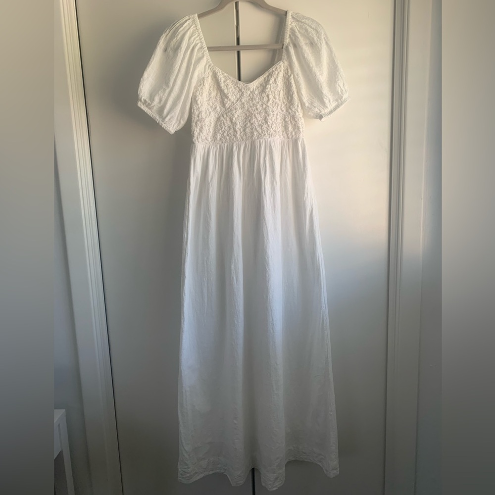 Topshop White Smocked Midi Dress